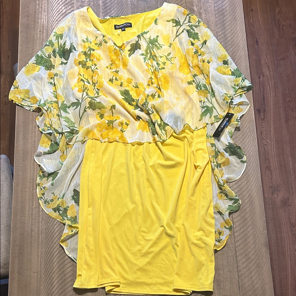 Glamour Yellow Floral Midi Dress